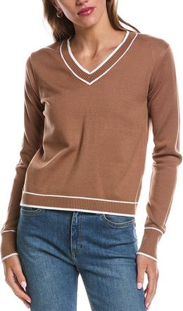 Theo & Spence Theo And Spence Stipe Trim V-Neck Sweater