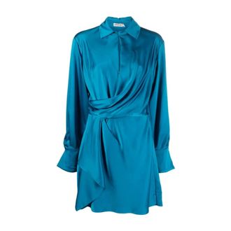SIMKHAI Dames, Jurken, Blauw, Maat: XL Satijn