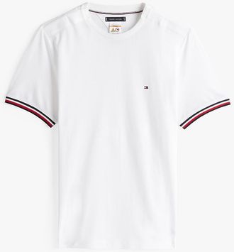 Tommy Hilfiger Mens Stripe-Cuff T-Shirt - White - XXL
