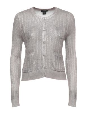 Avant Toi Silver Cotton Crewneck Cardigan