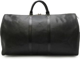 Louis Vuitton Vintage, unisex, Zwart, ONE Size, Leer, Pre-owned Vintage Weekendtas