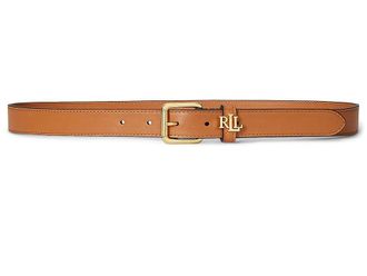 Lauren Ralph Lauren Logo-Keeper Leather Skinny Belt Womens Belts Classic Caramel : LG (37 Waist)