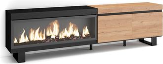 Skraut Home Skraut Home - Mueble Tv, Televisi&oacute;n, Muebles De Sal&oacute;n, Almacenaje, 210, Para Tv Hasta 80, Chimenea El&eacute;ctrica Xxl, Dise&ntilde;o Industrial, Estilo Moderno, R