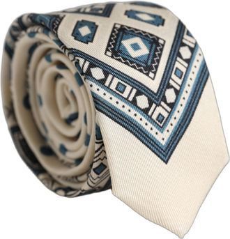 Dolce & Gabbana Silk Geometric Jacquard Necktie - Beige