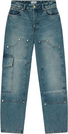 Ganni Blue Straight Mid Rise Jeans