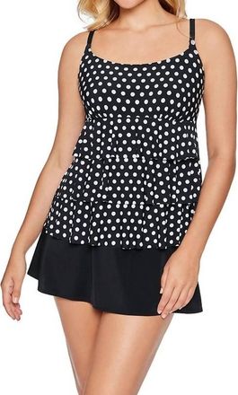 Longitude Many Moons Ruffle Faux Skirtini In Black/white