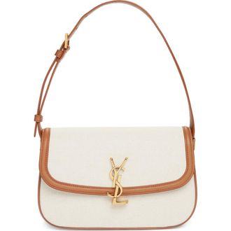 Saint Laurent Small Solferino Canvas Shoulder Bag in Desert Dust/Brick at Nordstrom