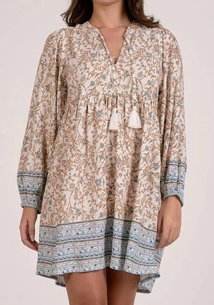 Elan V-Neck Long Sleeve Dress In Blue Whimsy