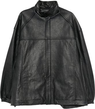 Juun.J Geverfd leren jack - Zwart