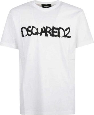 Dsquared2 DSquared2 Unisex Volwassen Scribble Spray Logo Cool Fit T-Shirt (Wit)