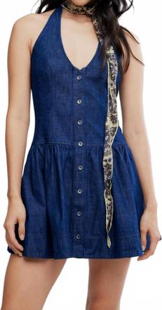 Free People Clean Break Denim Mini Dress In Night Wash