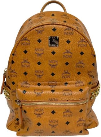 MCM Mcm Visetos Brown Leather Backpack (Pre-Owned)