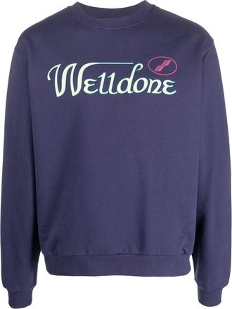 We11done logo-print cotton sweatshirt - unisex - Cotton - S - Blue