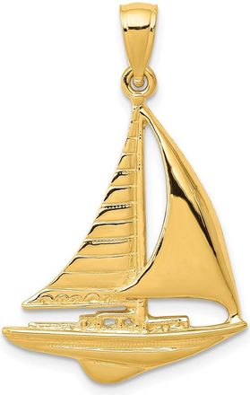 Diamond2Deal 14k Yellow Gold 2-D Sailboat Pendant