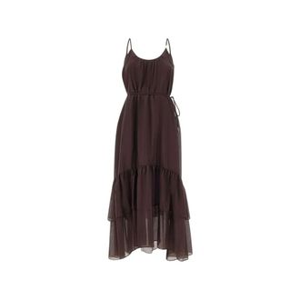 Liu Jo Midi Dresses, female, Brown, Size: S Ruffled Muslin Dress