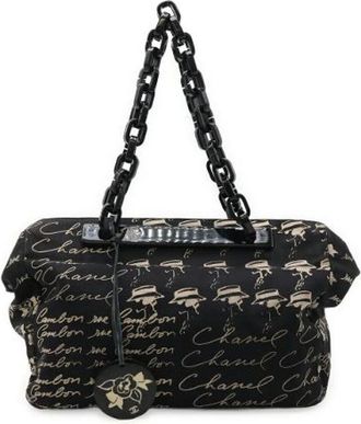 Chanel Pre-owned Shoulder Bags, female, Black, Size: ONE SIZE Pre-owned Canvas chanel-bags