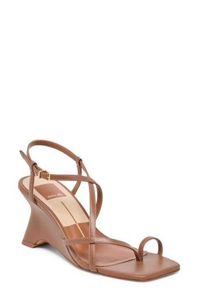 Dolce Vita Aylee Slingback Wedge Sandal in Cognac Leather at Nordstrom, Size 9.5