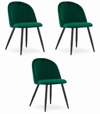 OEM Silla Bello - Terciopelo Verde / Patas Negras X 3