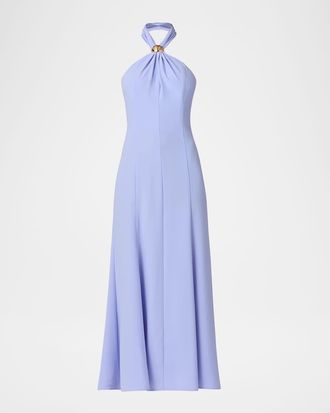 Shoshanna Keller Crepe Halter Maxi Dress