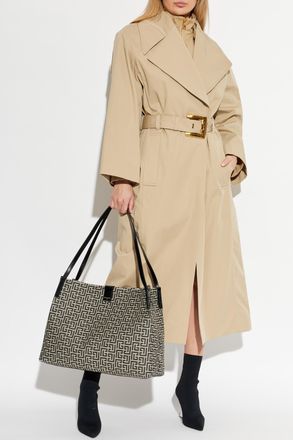 Balmain Trench Coat With Belt, Womens, Beige