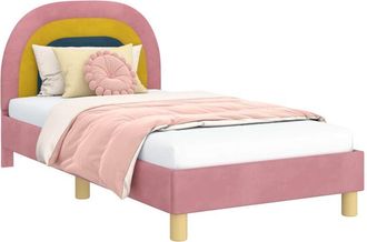 vidaXL Cama Para Ni&ntilde;os Con Cabecero Rosa 80 X 160 Cm Terciopelo Vidaxl