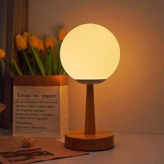 OEM L&aacute;mpara De Noche De Madera Con Pantalla De Cristal Regulable - Alimentaci&oacute;n Usb, Brillo Ajustable, Bot&oacute;n De Control Para Una Decoraci&oacute;n Vers&aacute;til De La