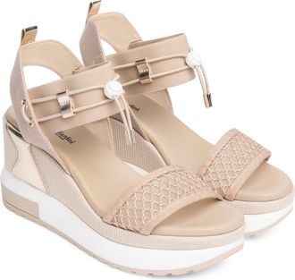 Nero Giardini Bungee Platform Wedge Sandal in Blush/Gold at Nordstrom, Size 10Us