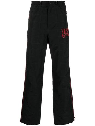Palm Angels Pantaloni a quadri con ricamo - Nero