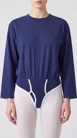 Jean Paul Gaultier Body a maniche lunghe in cotone con spalle scese