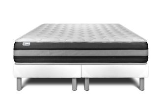 VITALIT Vitalit - Base Tapizada Blanco + Colch&oacute;n Con Muelles Y Viscoel&aacute;stica 2x100x200