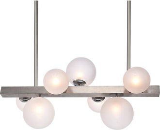 Bethel International 7-Light Shiny Stainless Steel Chandelier with Glass Shades