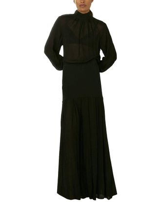 Reiss Octivia Sheer Jersey Woven Dress