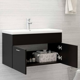 Berkfield Home Sink Cabinet with Built-in Basin Black Engineered Wood