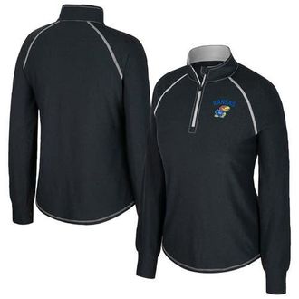 Colosseum Womens Colosseum Black Kansas Jayhawks Bikram Raglan Quarter-Zip Top at Nordstrom, Size Xx-Large