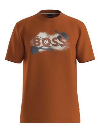 BOSS logo-print cotton T-shirt - Brown