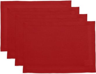 Solino Home Linen Placemats Set of 4, 14 x 19 Inch for Dining Table, Holiday and Everyday Table Decor - Fete in Red at Nordstrom, Size Medium