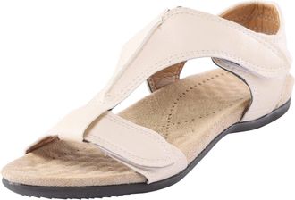 Generic Sandals Womens Summer Comfortable Slippers Open Shoes Sandals Womens Flat Leather Strappy Sandals Square Non-Slip Sandals Wide Toe Sandals Lightweight