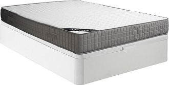 Vente-Unique Conjunto de canap&eacute; abatible de 140 x 190 cm blanco + colch&oacute;n de espuma con acolchado de memoria en 11 zonas de 22 cm de grosor - DANEVO de YSM&Eacute;E