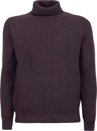 Gran Sasso Ribbed Turtleneck - Heren - Coltruien - Paars - 3XL - Wol - Truien & Vesten