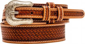 Myraswim Womens Vandal Hand-Tooled Leather Belt In Dark Brown
