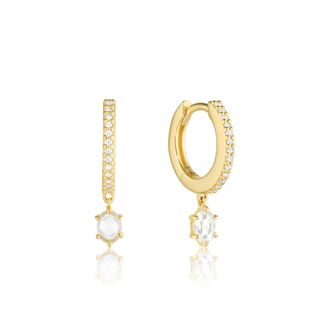 Lily & Roo Gold Diamond Style Hexagon Drop Earrings
