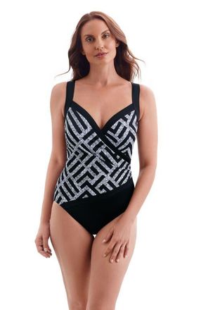 Longitude Spliced Side Shirred Surplice Long Torso One-Piece Swimsuit in Amazing at Nordstrom, Size 18