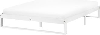 Beliani Cama Con Somier Estilo Minimalista De Madera De Pino 160 X 200 Cm Sin Cabecero Blanco Talairan
