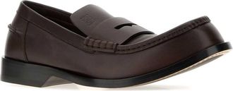 Loewe Mens Dark Brown Leather Bobine Loafers Mocassini