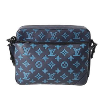 Louis Vuitton Monogram Shadow Blue Leather Shoulder Bag (Pre-Owned)