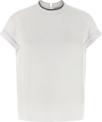 Brunello Cucinelli Monile T Shirt Bianco-Donna
