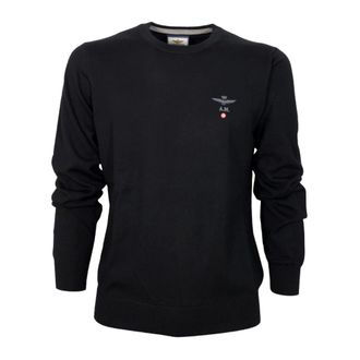 Aeronautica Sweatshirts, male, Black, 2XL, Versatile Casual Wool Jumper in Black