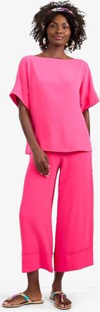 Trina Turk Bahooka Cropped Wide-Leg Georgette Pant in Pitaya Pink at Nordstrom, Size 14