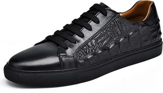 Generic Mens Leather Dress Sneakers Business Casual Shoes for Men Comfort Breathable Fashion Sneakers (Black 1,6.5)