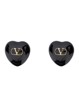 Valentino Garavani Black Coeur Royal Earrings